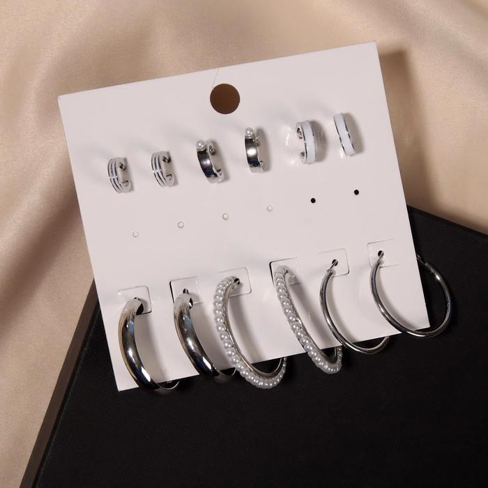 Серьги-кольца набор 6 пар "Юность" жемчужинки, цвет белый в серебре, d=3
Серьги-кольца набор 6 пар "Юность" жемчужинки, цвет белый в серебре, d=3