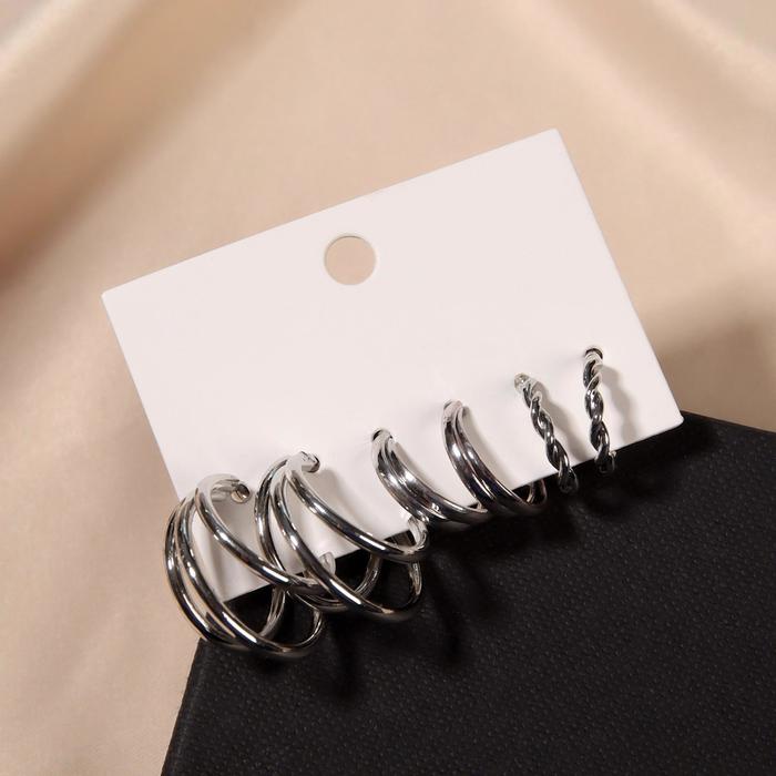 Серьги-кольца набор 3 пары "Нежность" классика, цвет серебро, d=2,5 
Серьги-кольца набор 3 пары "Нежность" классика, цвет серебро, d=2,5
