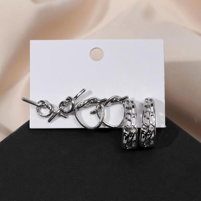 Серьги набор 3 пары "Нежность" узлы и рисунки, цвет серебро
Серьги набор 3 пары "Нежность" узлы и рисунки, цвет серебро