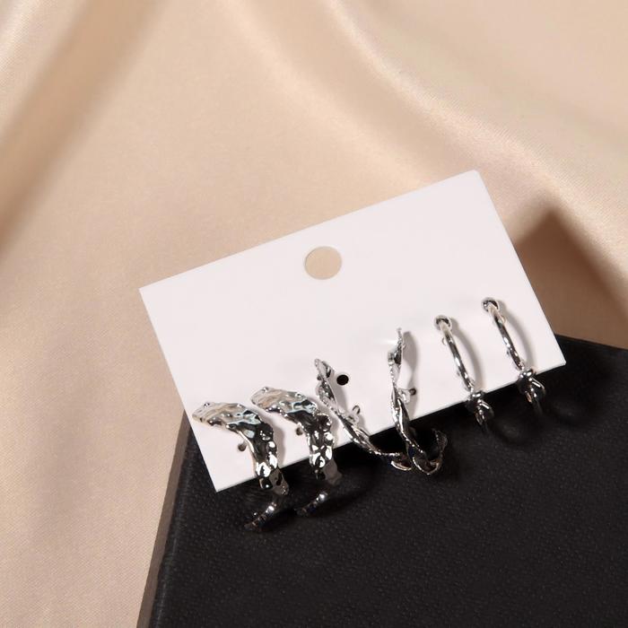 Серьги-кольца набор 3 пары "Юность" оригинальные, цвет серебро, d=2,5
Серьги-кольца набор 3 пары "Юность" оригинальные, цвет серебро, d=2,5