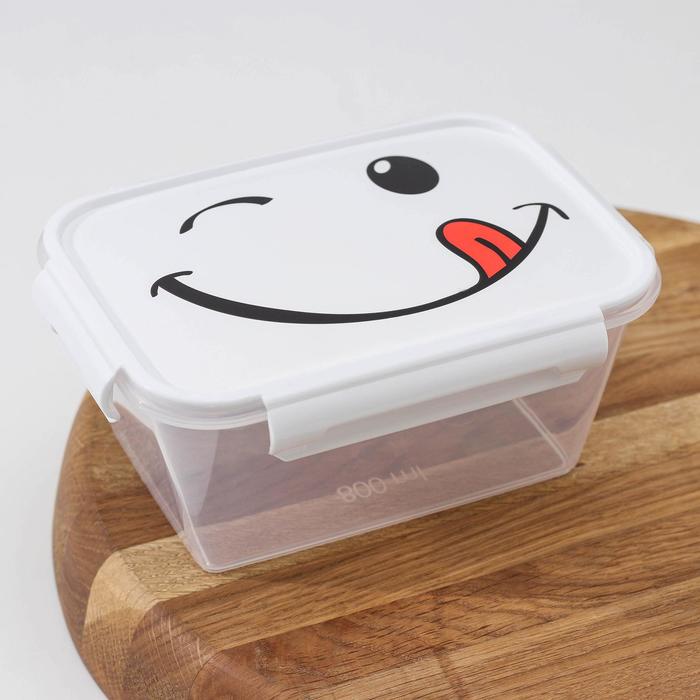 Контейнер прямоугольный с декором «Смайлик», 800 мл
Контейнер прямоугольный с декором «Смайлик», 800 мл