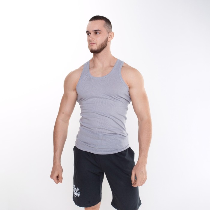 фото Майка мужская, цвет серый, размер 54