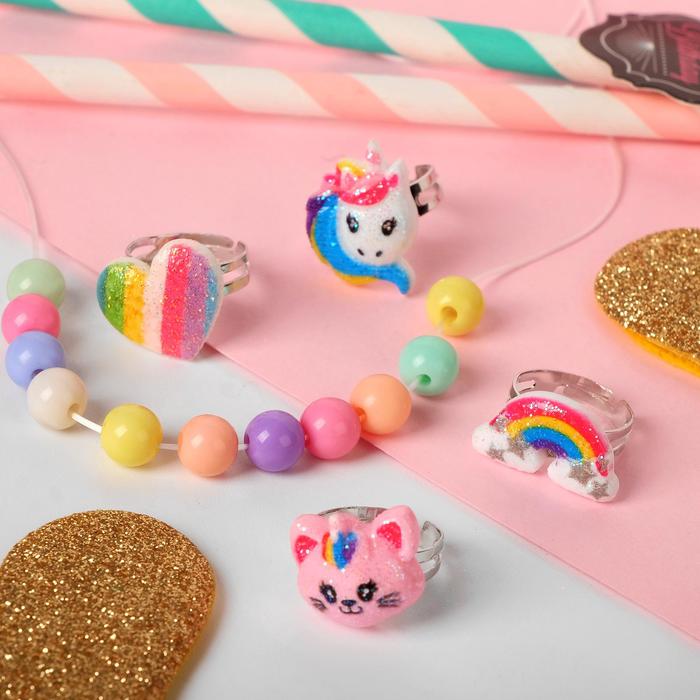 Набор колец детских и набор для создания бижутерии "Сердечко" форма МИКС, цветные
Набор колец детских и набор для создания бижутерии "Сердечко" форма МИКС, цветные