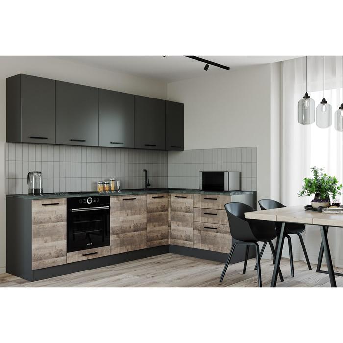 Кухня Гранж Угловая 2616х1616 Антрацит/Стол Детройт/ Антрацит,Гранж 
Кухня Гранж Угловая 2616х1616 Антрацит/Стол Детройт/ Антрацит,Гранж