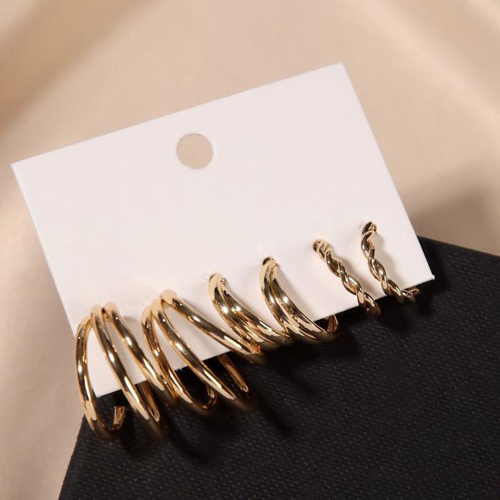 Серьги-кольца набор 3 пары "Нежность" классика, цвет золото, d=2,5
Серьги-кольца набор 3 пары "Нежность" классика, цвет золото, d=2,5