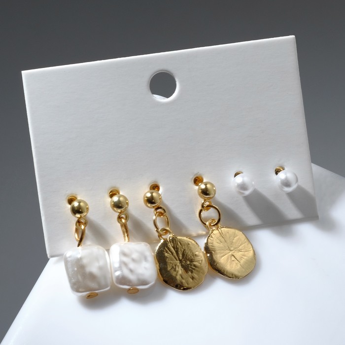 Серьги набор 3 пары "Юность" жемчуг квадраты, цвет белый в золоте
Серьги набор 3 пары "Юность" жемчуг квадраты, цвет белый в золоте