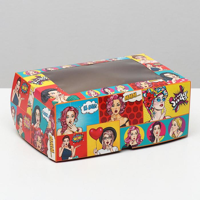 Упаковка на 6 капкейков "Pop-art", с окном, 25 х 17 х 10 см