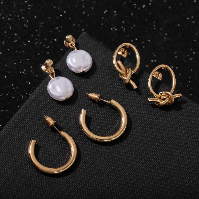 Серьги набор 3 пары "Юность" узел с жемчугом, цвет белый в золоте, d=2,3
Серьги набор 3 пары "Юность" узел с жемчугом, цвет белый в золоте, d=2,3