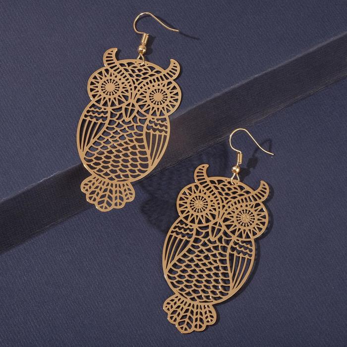 Серьги металл "Сова" контуры, цвет золото 
Серьги металл "Сова" контуры, цвет золото