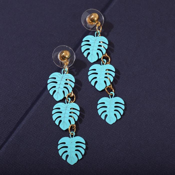 Серьги металл "Монстера" веточка, цвет голубой в золоте
Серьги металл "Монстера" веточка, цвет голубой в золоте