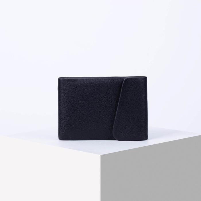 фото Портмоне мужское, 2 отдела на клапане, с зажимом для купюр, цвет чёрный