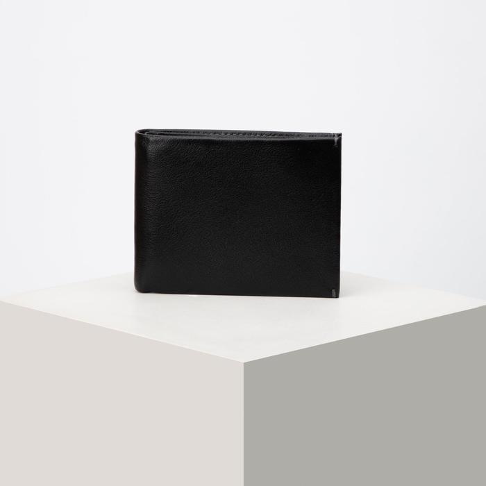 фото Портмоне мужское, 2 отдела на магните, с зажимом для купюр, цвет чёрный