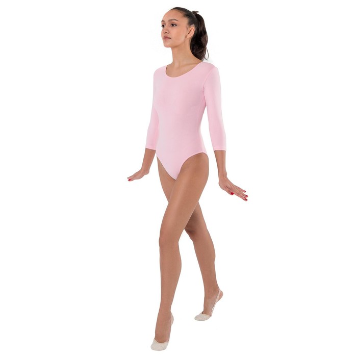 фото Купальник гимнастический grace dance, с рукавом 3/4, р. 44, цвет розовый