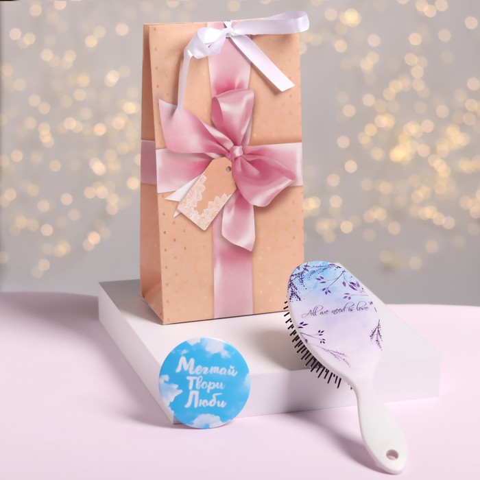 Подарочный набор «Цветочки», 2 предмета: зеркало, массажная расчёска