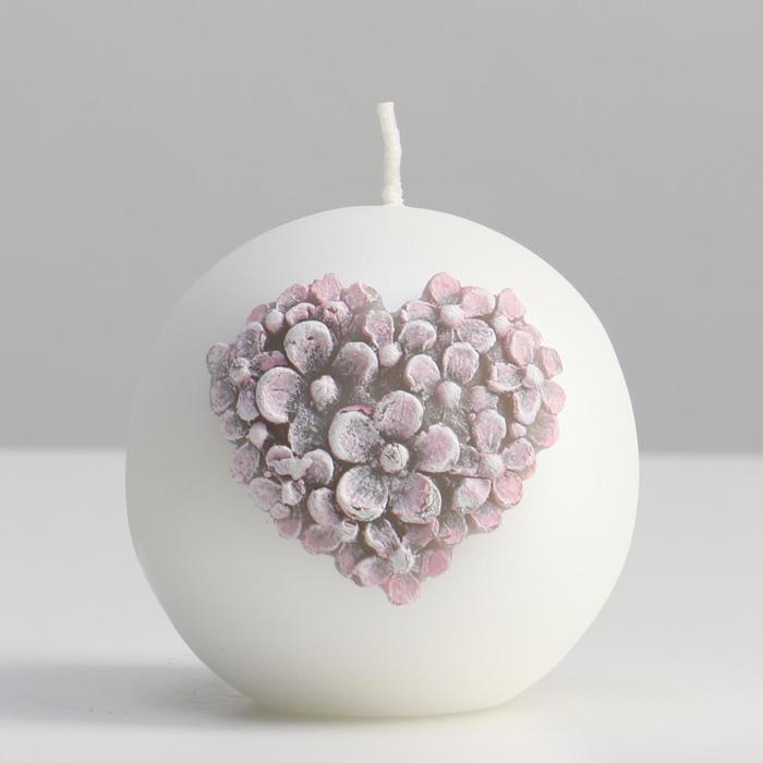 Свеча шар "Цветочное сердце", 8 см, жемчужный белый
Свеча шар "Цветочное сердце", 8 см, жемчужный белый