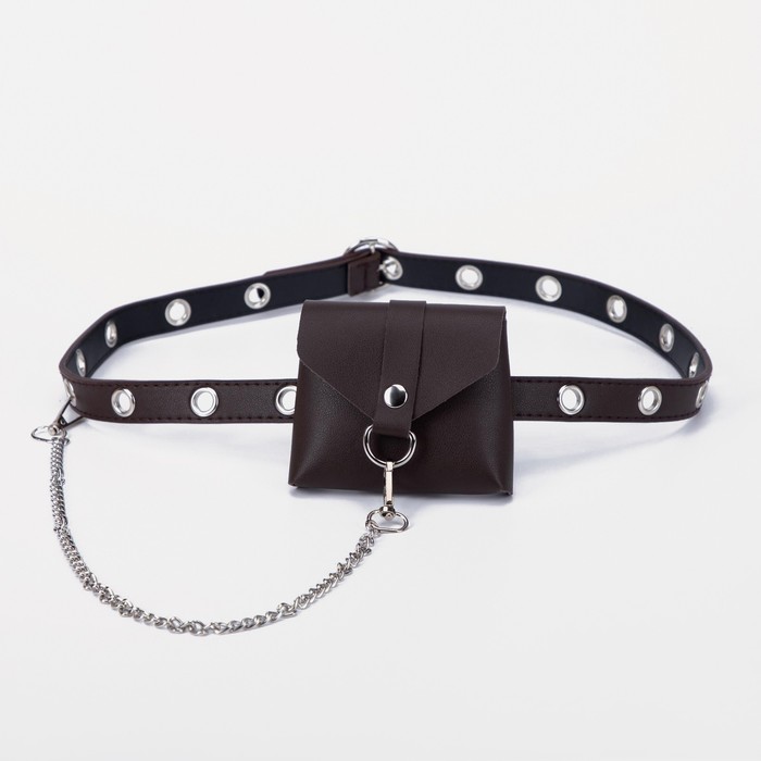 фото Сумка поясная, отдел на клапане, цвет коричневый