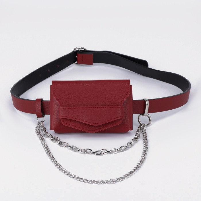 Сумка поясная, отдел на клапане, 2 цепочки, цвет бордовый
Сумка поясная, отдел на клапане, 2 цепочки, цвет бордовый