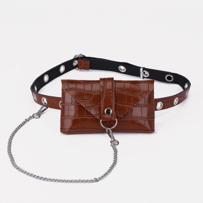 Сумка поясная, отдел на клапане, с цепью, цвет рыжий
Сумка поясная, отдел на клапане, с цепью, цвет рыжий