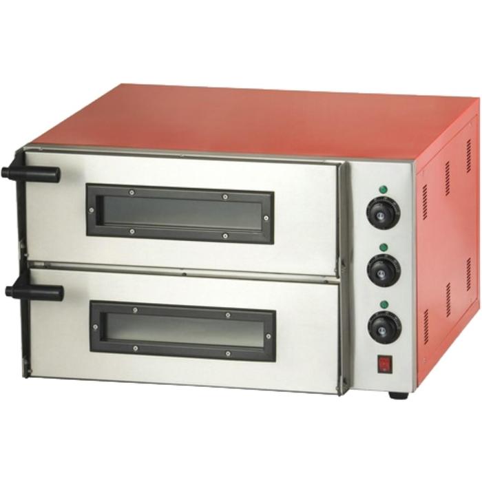 фото Печь для пиццы viatto ep-2, 2400 вт, 2 камеры, до 350°с, серебристо-красная