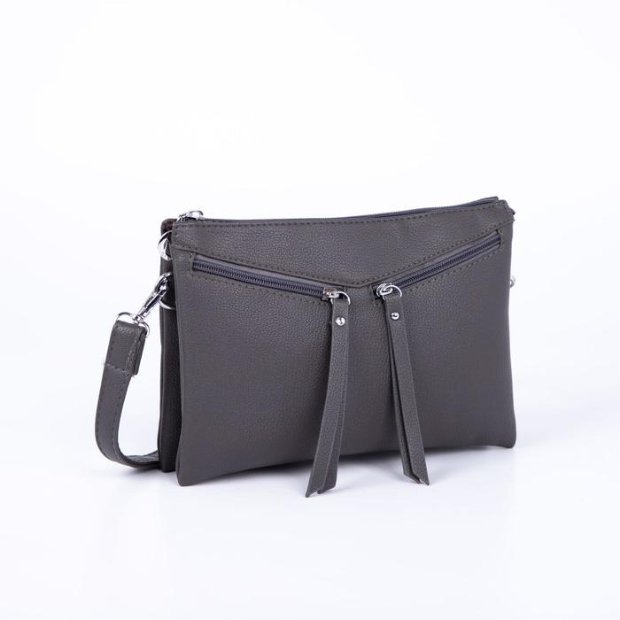 Сумка женская, 2 отдела на молнии, наружный карман, длинный ремень, цвет серый
Сумка женская, 2 отдела на молнии, наружный карман, длинный ремень, цвет серый