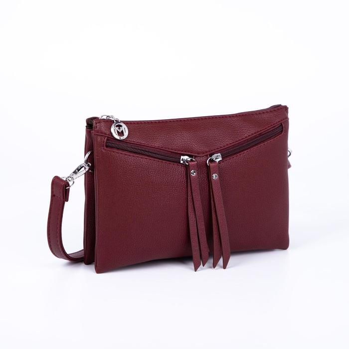 Сумка женская, 2 отдела на молнии, наружный карман, длинный ремень, цвет бордовый
Сумка женская, 2 отдела на молнии, наружный карман, длинный ремень, цвет бордовый