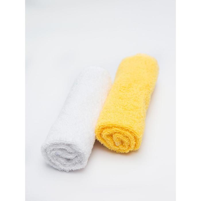 фото Полотенце-салфетка для кормления soft care, размер 35x35 см, цвет белый, жёлтый 2 шт в наборе 586 amarobaby