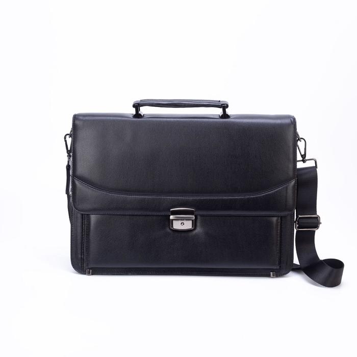 Портфель мужской, 5 отделов на клапане, 3 наружных карманов, цвет чёрный
Портфель мужской, 5 отделов на клапане, 3 наружных карманов, цвет чёрный