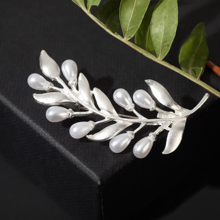 Брошь "Жемчужная олива", цвет белый в матовом серебре
Брошь "Жемчужная олива", цвет белый в матовом серебре