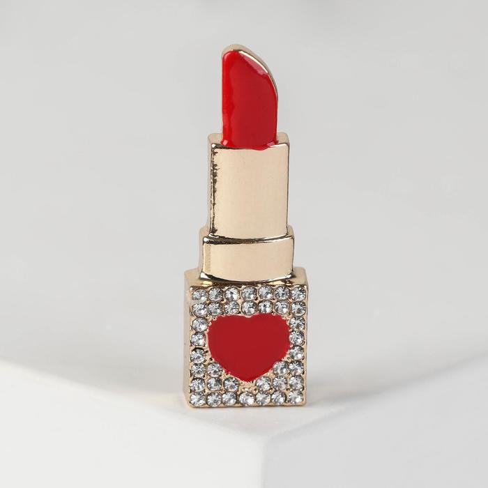 Брошь "Помада", цвет красно-белый в золоте 
Брошь "Помада", цвет красно-белый в золоте