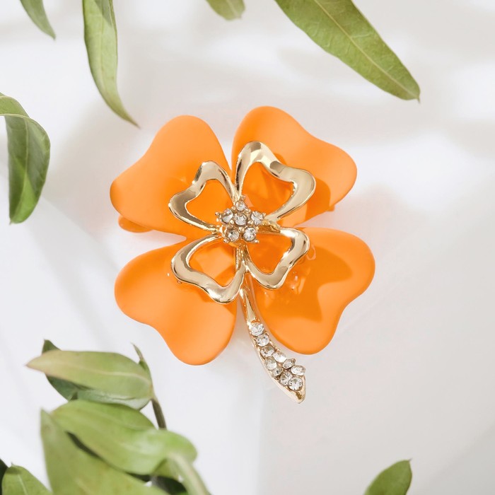 Брошь "Клевер" матовый, цвет оранжевый в золоте
Брошь "Клевер" матовый, цвет оранжевый в золоте