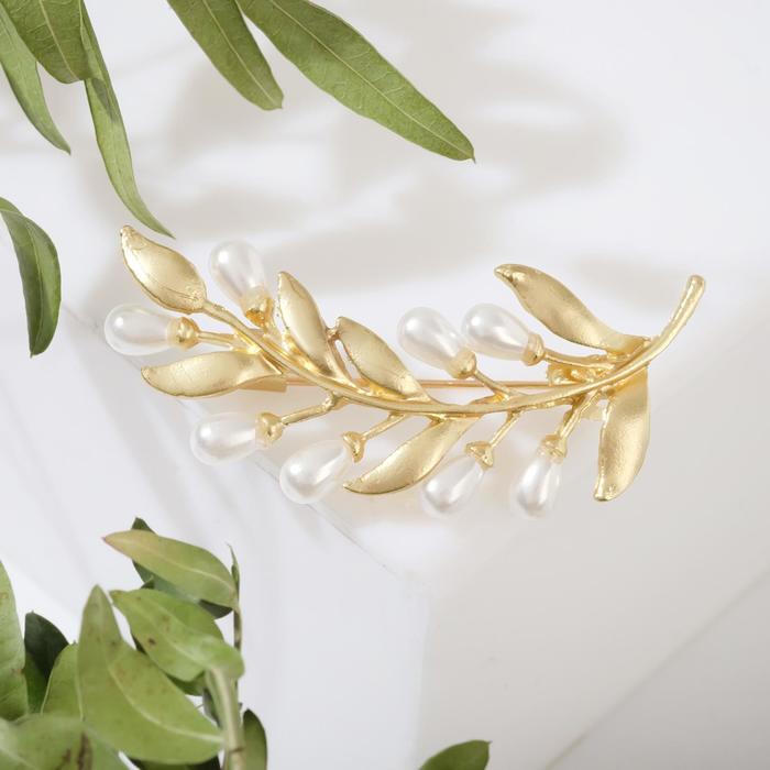 Брошь "Жемчужная олива", цвет белый в матовом золоте
Брошь "Жемчужная олива", цвет белый в матовом золоте