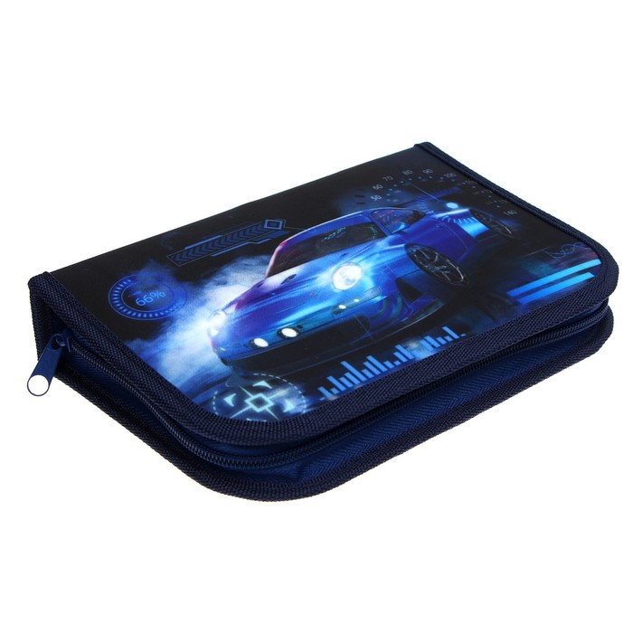 фото Пенал 3 секции, вкладка внутри, 140 х 210 мм, тканевый, calligrata block "тачка неон"