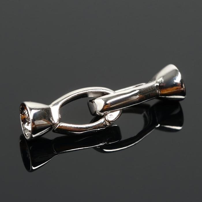 фото Замок родированный 2 карабина, цвет серебро