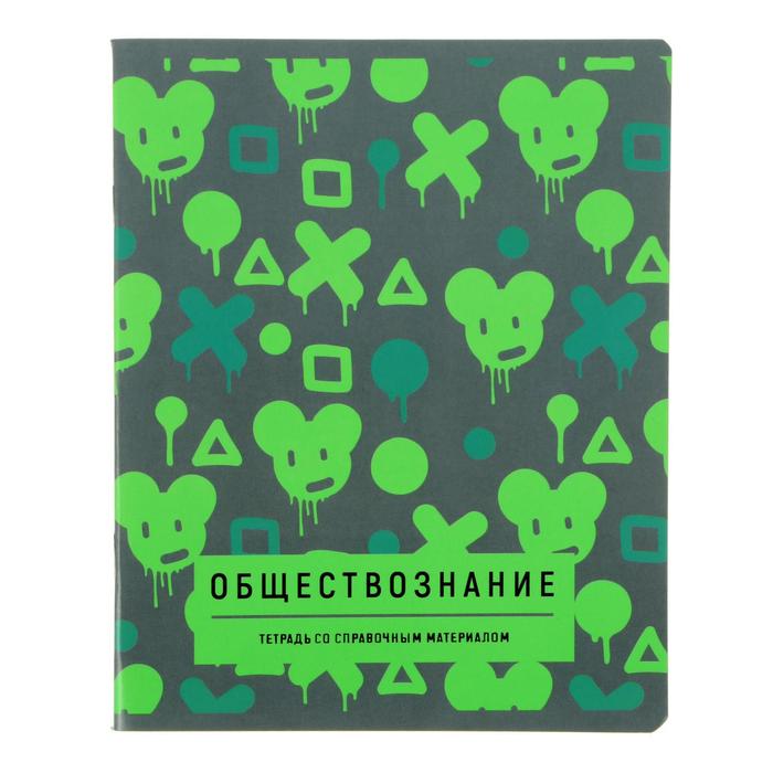 Тетрадь предметная Neon hype, 48 листов в клетку "Обществознание", обложка мелованный картон, неоновая краска, блок офсет