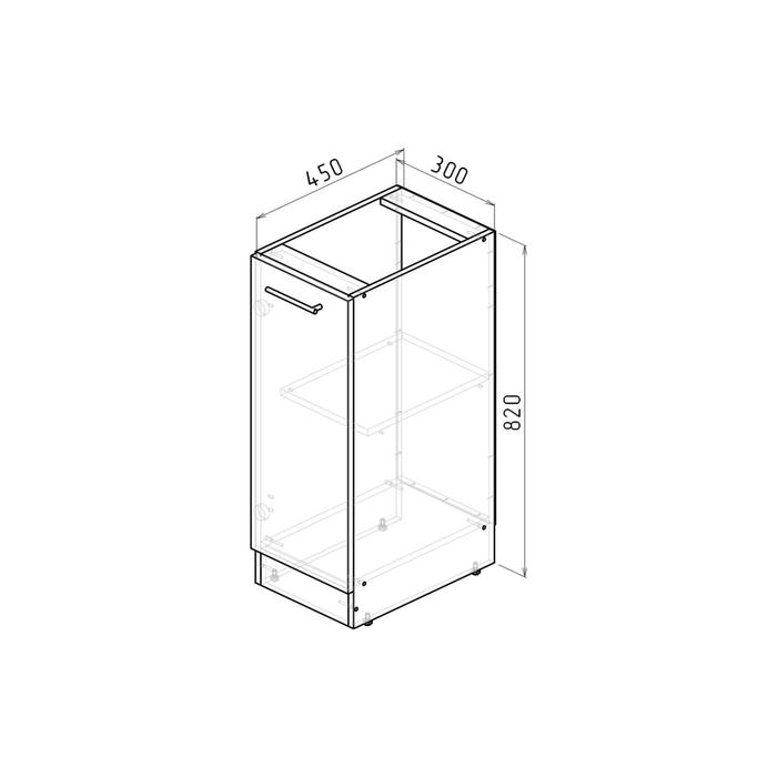 фото Шкаф напольный лариса 300х600 850 с 1 дверцей белый/латте/кантри