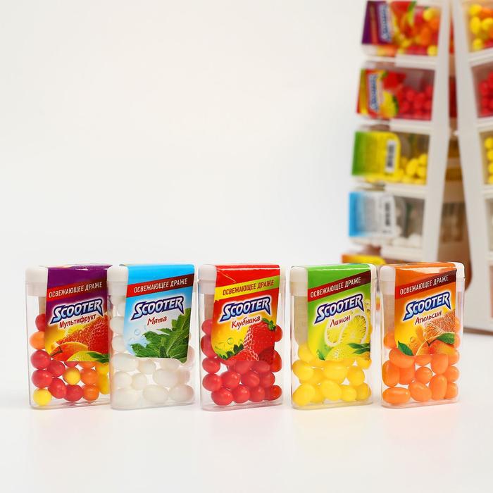 Драже Scooter сахарное ассорти в стенде, 12 г
Драже Scooter сахарное ассорти в стенде, 12 г