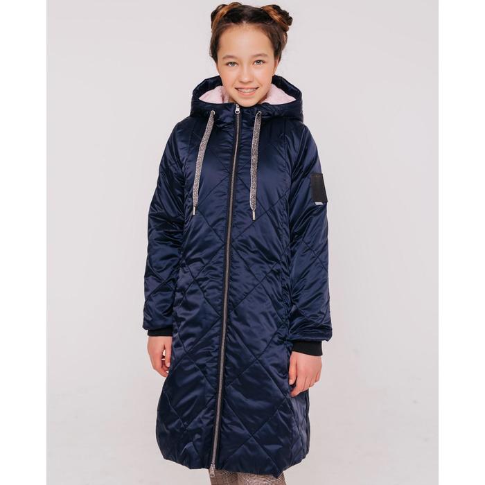 фото Пальто для девочки, рост 140 см, цвет тёмно-синий batik