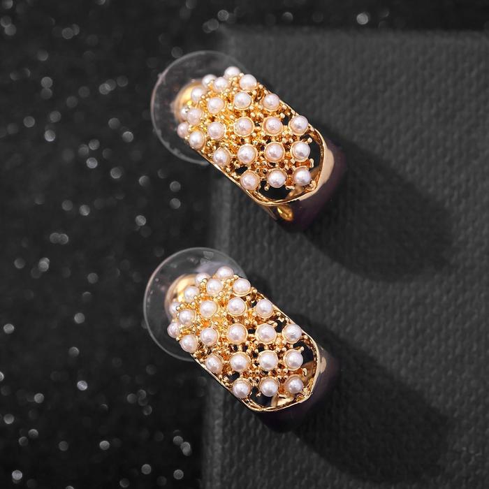 Серьги-кольца "Жемчужинки" мелкие бусины, d=1,5, цвет белый в золоте
Серьги-кольца "Жемчужинки" мелкие бусины, d=1,5, цвет белый в золоте