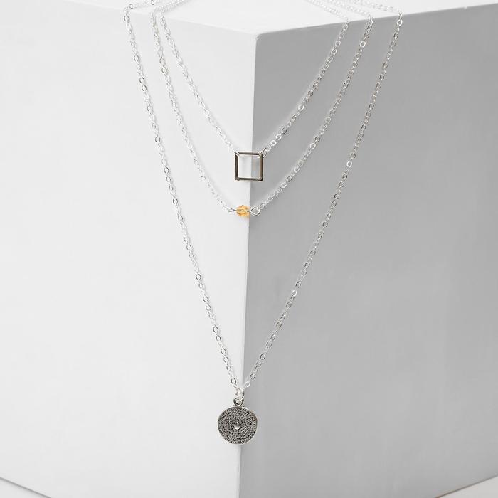 Кулон "Цепь" толстая нить с медальоном, цвет серебро, 50 см