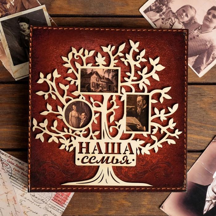фото Родословная книга «наша семья», с деревянным элементом семейные традиции