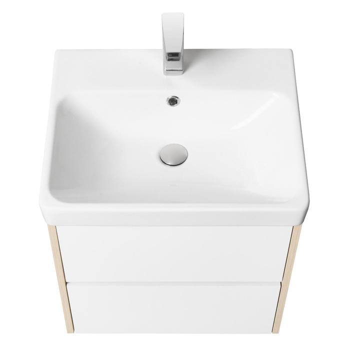фото Тумба под раковину aquaton «сканди 55», цвет белая, дуб верона