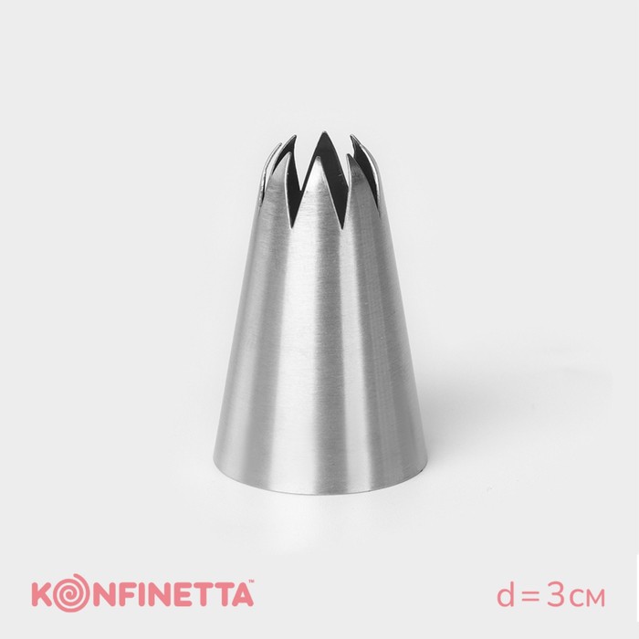 Насадка кондитерская KONFINETTA «Закрытая звезда», d=3 см, выход 0,8 см, нержавеющая сталь
Насадка кондитерская KONFINETTA «Закрытая звезда», d=3 см, выход 0,8 см, нержавеющая сталь