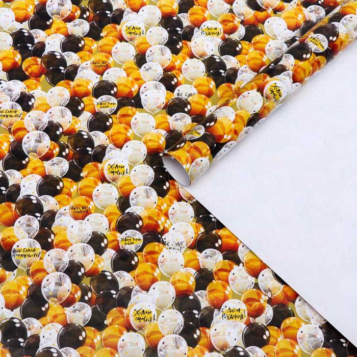 фото Бумага упаковочная глянцевая "шарики" 50 × 70 см ,2 листа