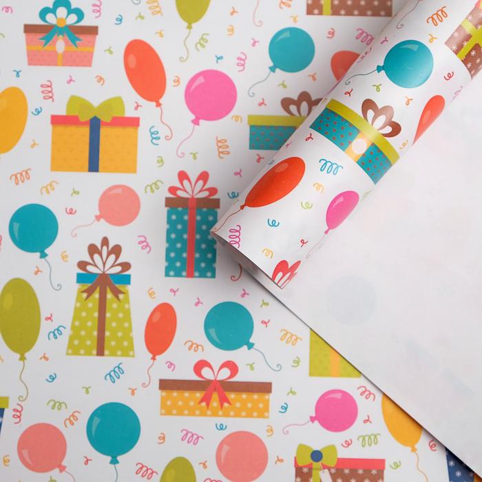 фото Бумага упаковочная глянцевая "шарики" 50 × 70 см ,2 листа