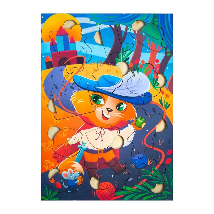 Пазл "Кот в сапогах", дерево, 12 деталей 
Пазл "Кот в сапогах", дерево, 12 деталей