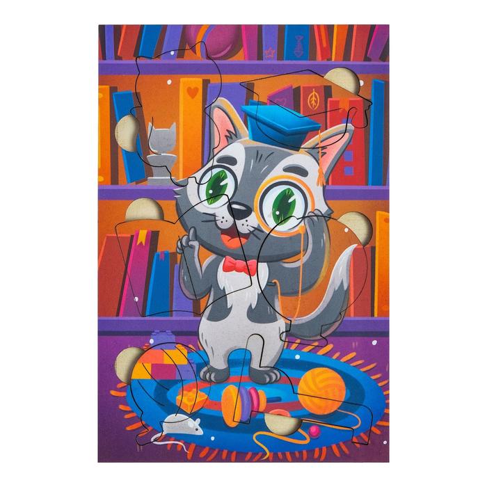 Пазл "Кот ученый", дерево, 6 деталей
Пазл "Кот ученый", дерево, 6 деталей