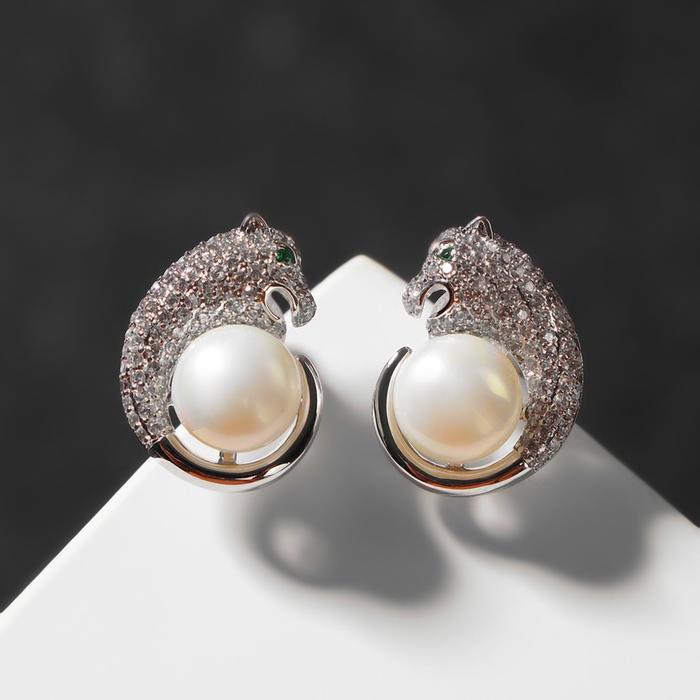 Серьги с жемчугом "Хищник" львица, цвет белый в серебре
Серьги с жемчугом "Хищник" львица, цвет белый в серебре