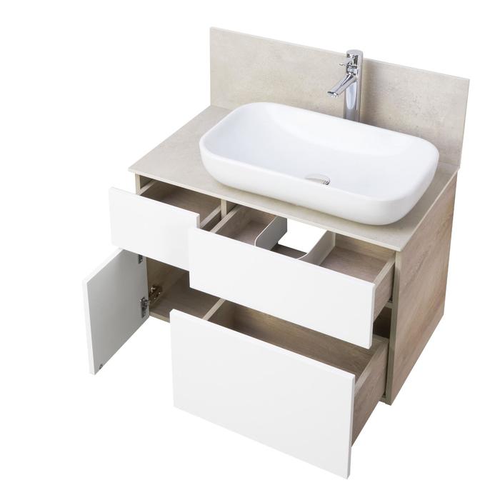 фото Тумба под раковину aquaton «мишель 80», цвет дуб эндгрейн, белый