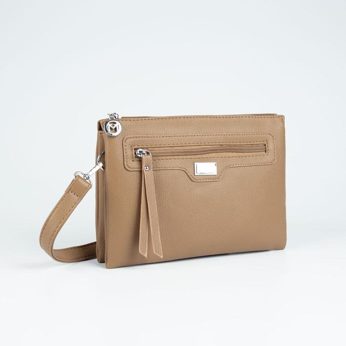 Сумка женская, 2 отдела на молнии, наружный карман, длинный ремень, цвет светло-коричневый 
Сумка женская, 2 отдела на молнии, наружный карман, длинный ремень, цвет светло-коричневый