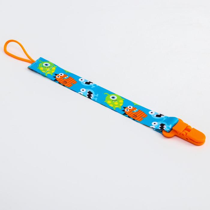 фото Держатель для соски - пустышки на ленте «монстрики» крошка я